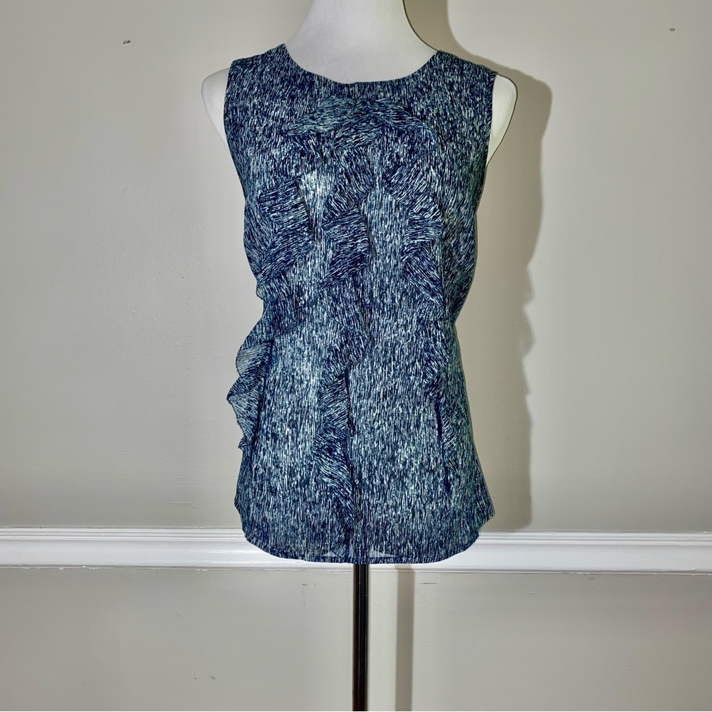 Ann Taylor Asymmetrical Blue Sleeveless Blouse